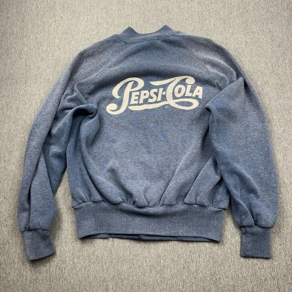 Pepsi-Cola Snap Button Jacket Men's Size‎ M Navy Blue Vtg Sportsmaster USA Faded